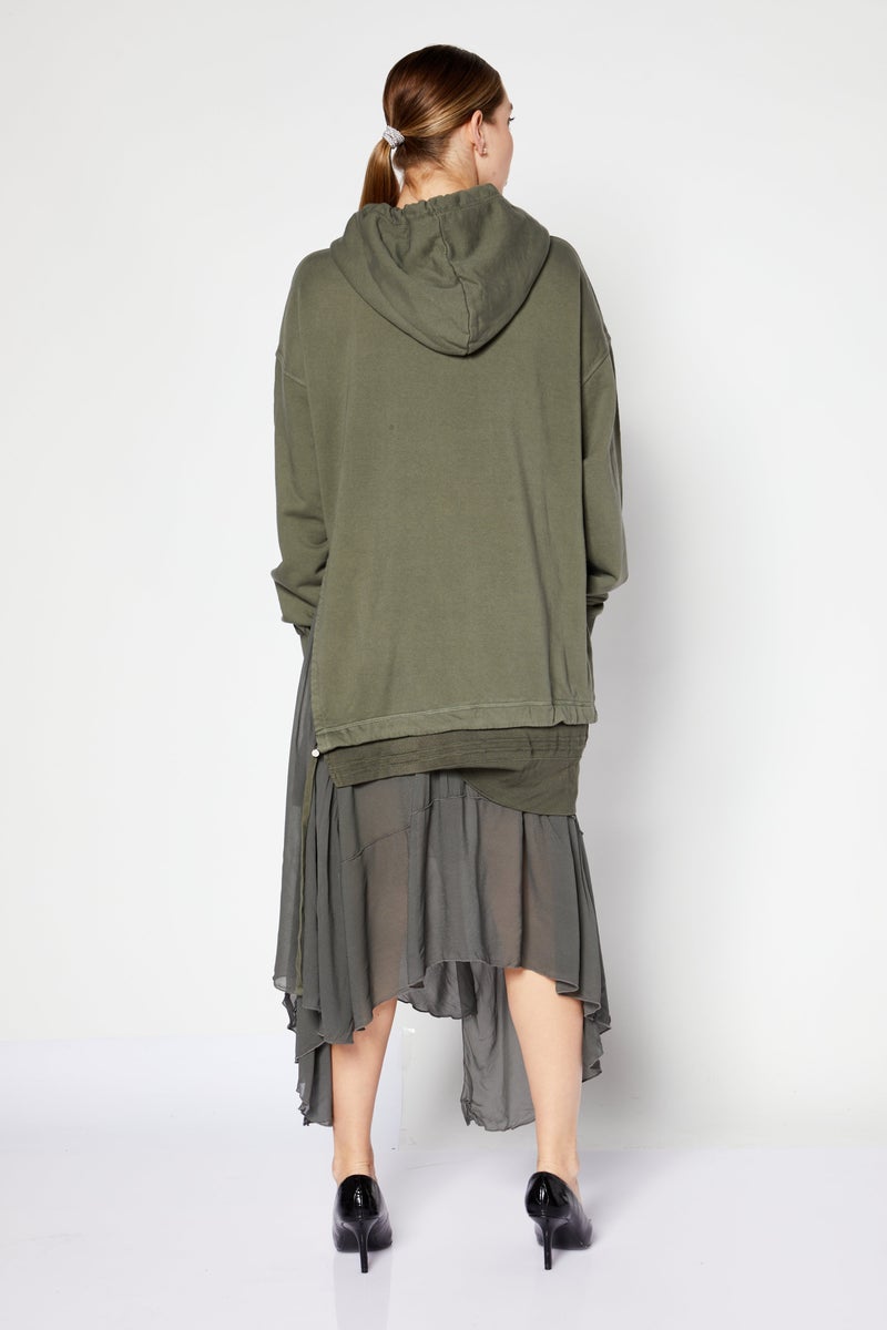 Women Embroidered Logo Midi Dress, Olive