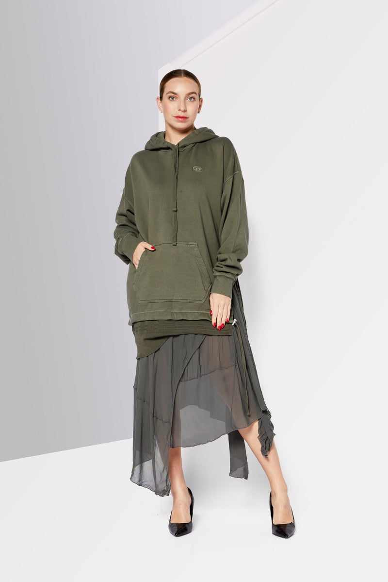Women Embroidered Logo Midi Dress, Olive