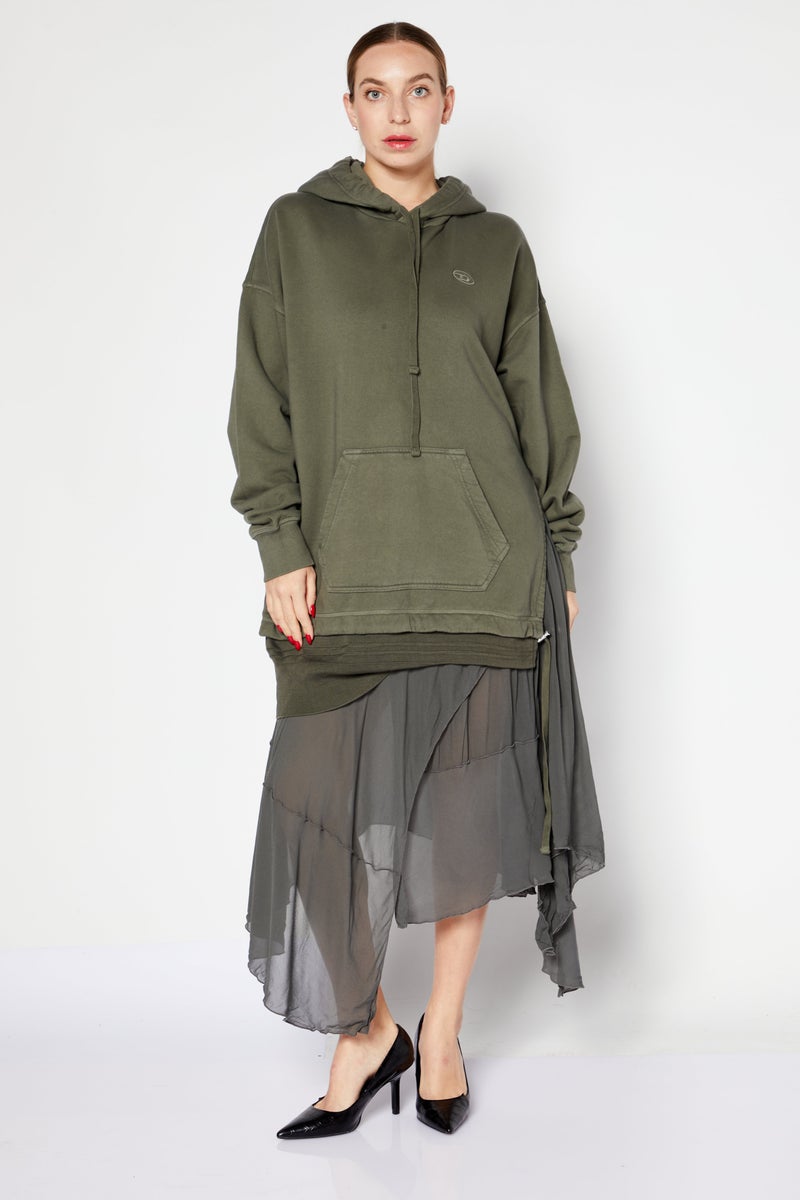 Women Embroidered Logo Midi Dress, Olive