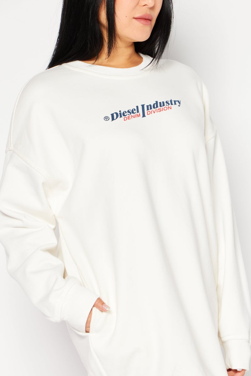 Women Brand Logo Midi Sweat Dress, Off White