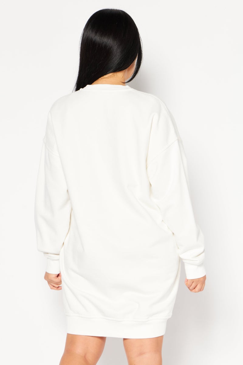 Women Brand Logo Midi Sweat Dress, Off White