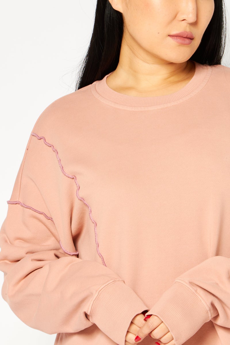 Women Textured Mini Casual Sweater Dress, Nude Pink