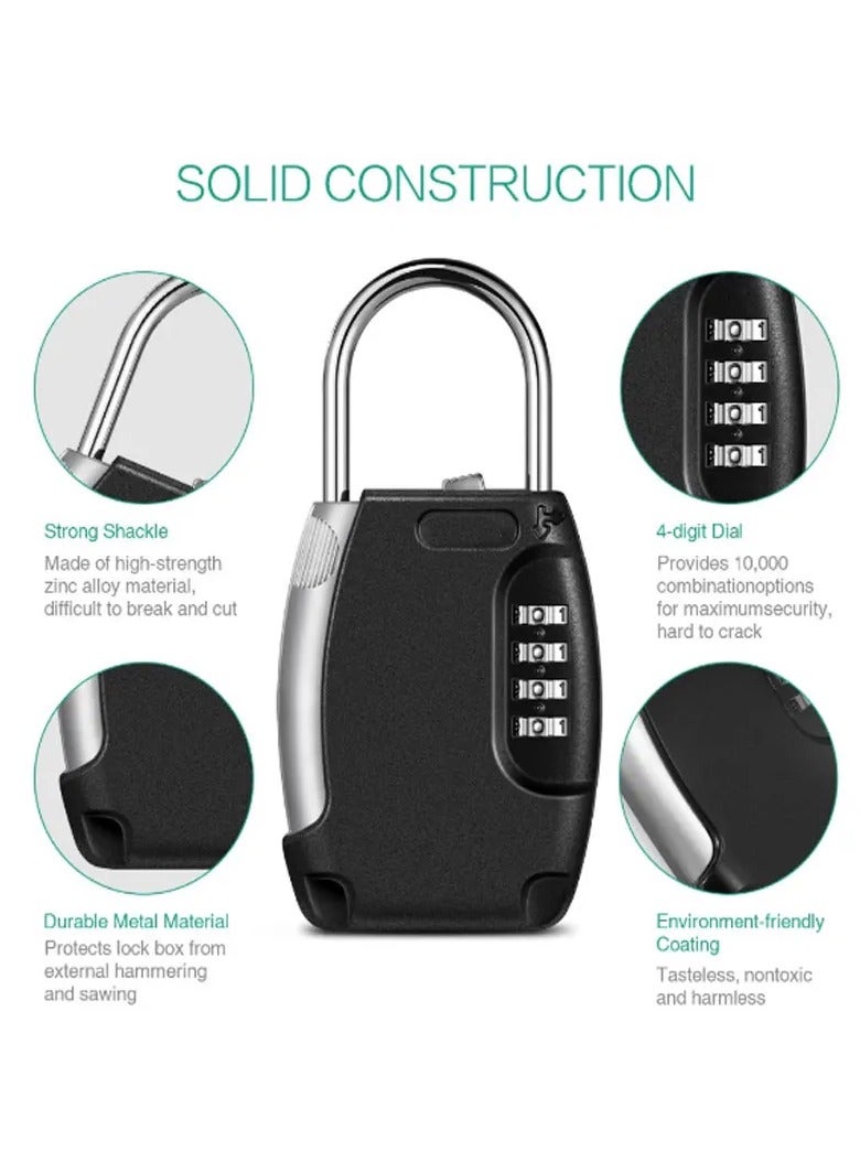 Metal Hidden Key Safe Box 4-Digital Password Combination Lock With Hook Mini Secret Box For Home Villa Caravan