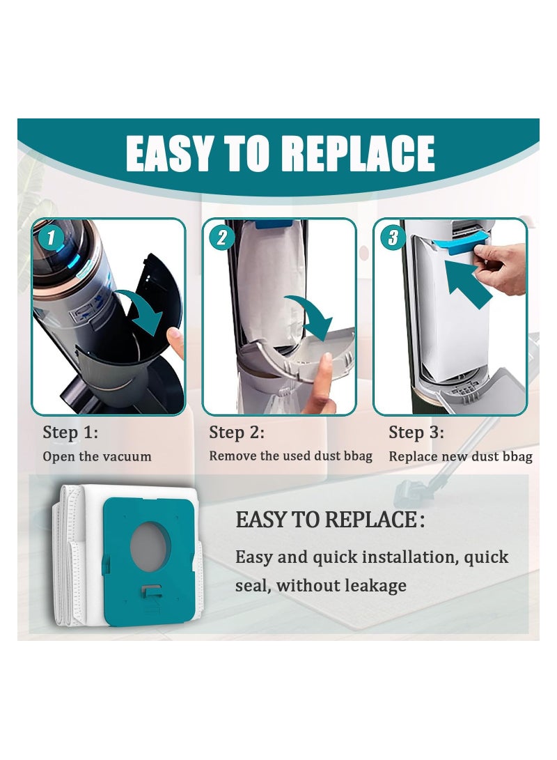 10 Pack for VCA-ADB95 Dust Bags Compatible with for Samsung Bespoke Jet Cordless Stick Vacuum Cleaner Large Capacity Automatic Dust Collection Bags Accessory Disposable Replacement Bags