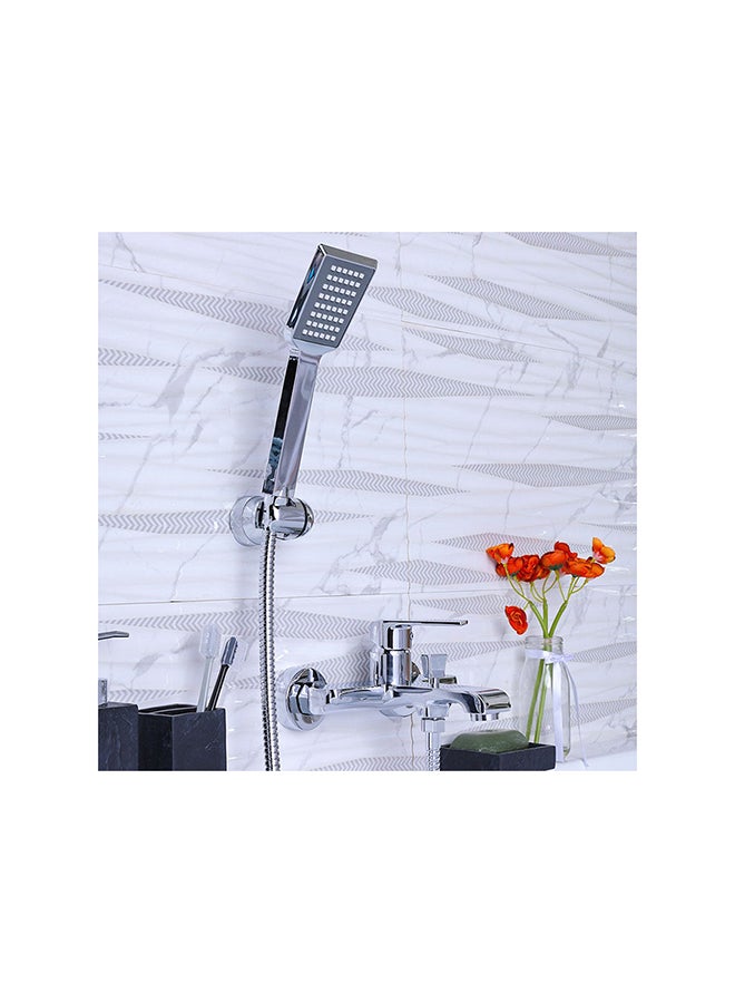 Milano Power Bath Mixer With Shower Set Silver 40x60cm