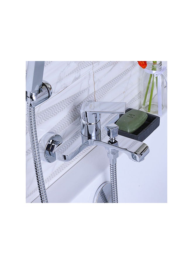 Milano Power Bath Mixer With Shower Set Silver 40x60cm