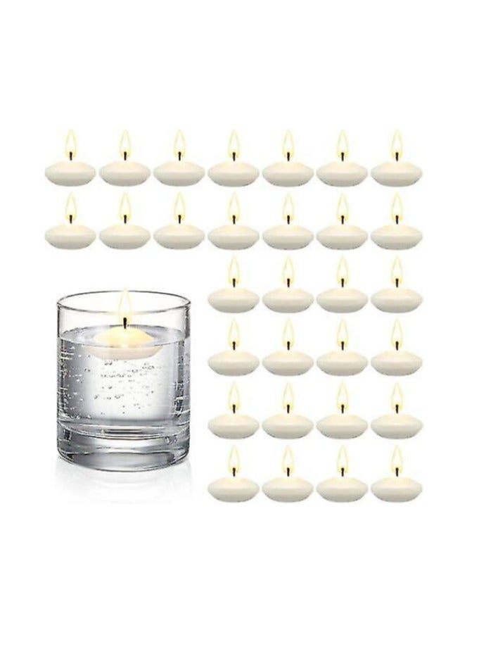 SNS Box of 30 White Unscented Dripless Floating Candles - Perfect for Centerpieces, Weddings, Parties, Holidays, and Ramadan