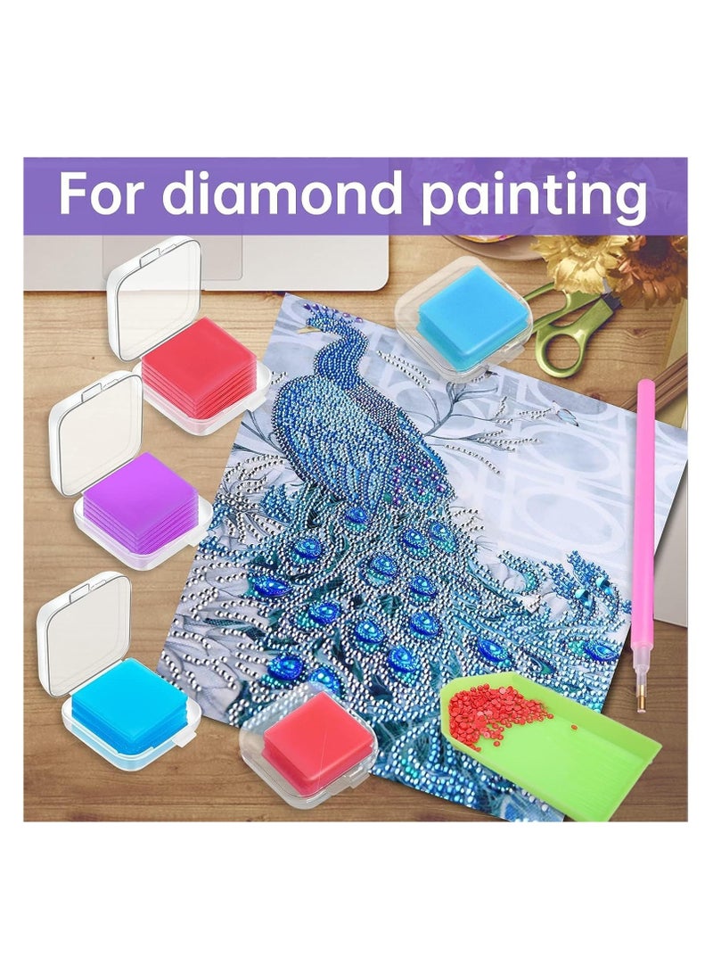 DIY Diamond Painting Glue Clay Set - 108 Pieces with Organizer Box - Embroidery Cross Stitch Drilling Mud - Diamond Painting Wax Tool Kit - 3 Colors Glue Clay for Accessories - 2.5 x 2.5 cm