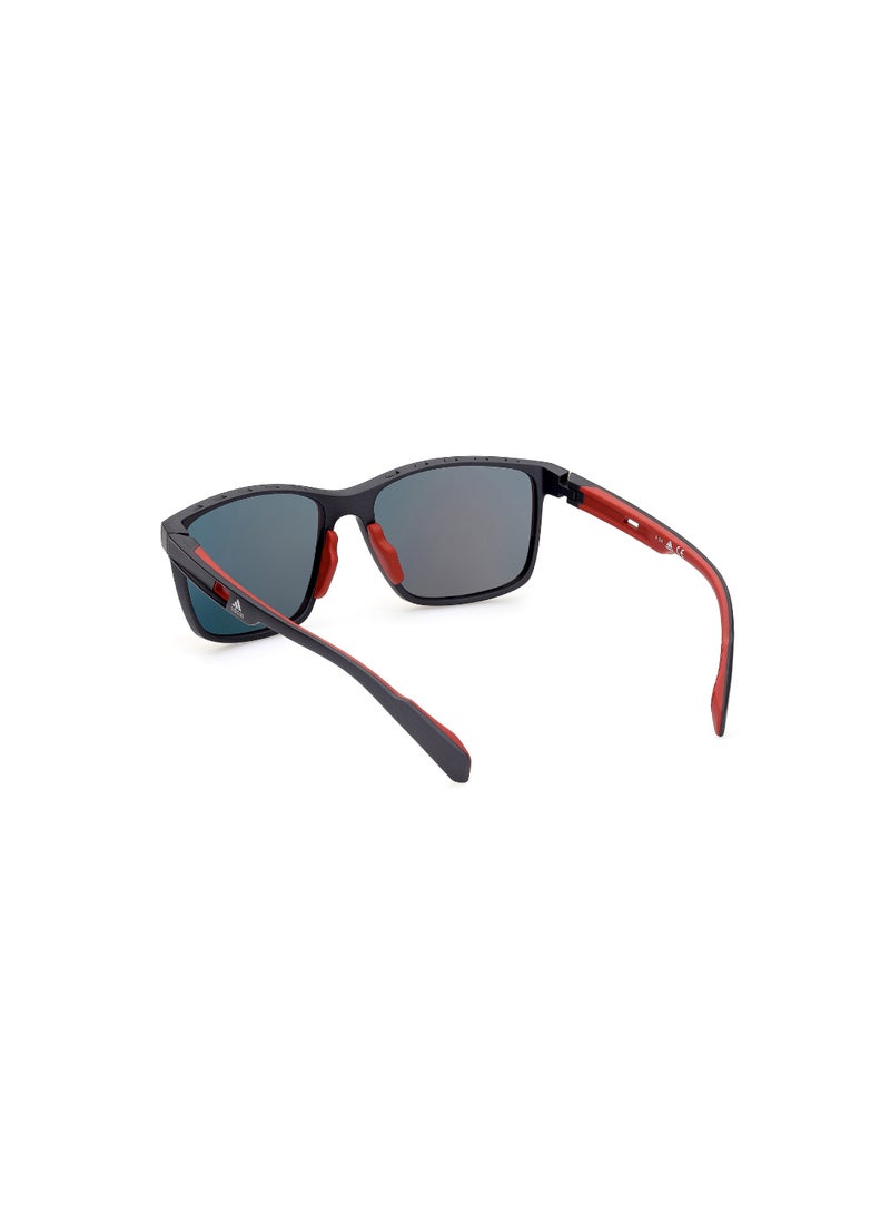 Men's Mirrored Navigator Shape Plastic Sunglasses SP003502L56 - Lens Size: 56 Mm - Matte Black