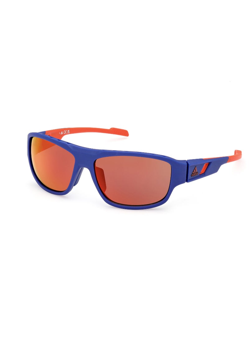 Men's Mirrored Navigator Shape Plastic Sunglasses SP004591L61 - Lens Size: 61 Mm - Matte Blue