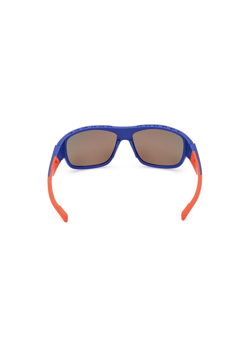 Men's Mirrored Navigator Shape Plastic Sunglasses SP004591L61 - Lens Size: 61 Mm - Matte Blue