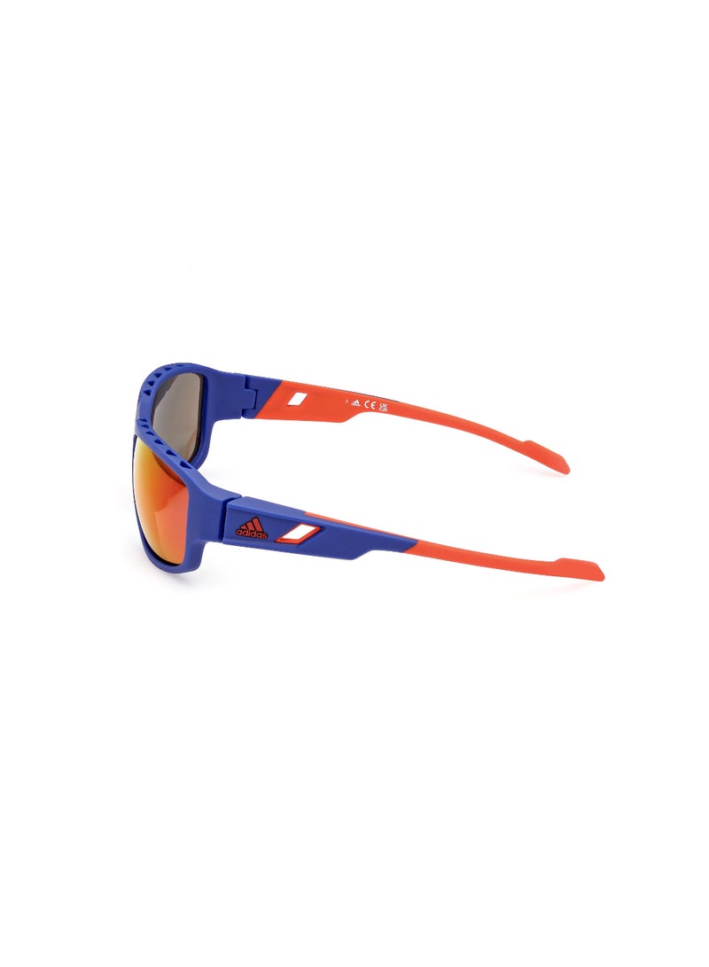 Men's Mirrored Navigator Shape Plastic Sunglasses SP004591L61 - Lens Size: 61 Mm - Matte Blue