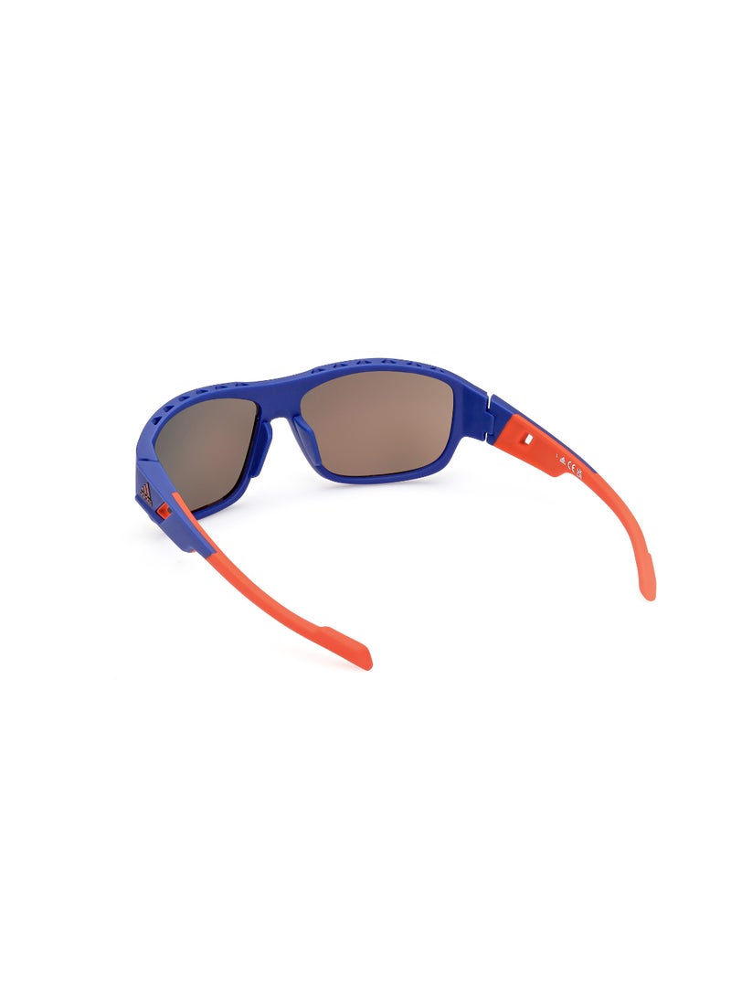 Men's Mirrored Navigator Shape Plastic Sunglasses SP004591L61 - Lens Size: 61 Mm - Matte Blue