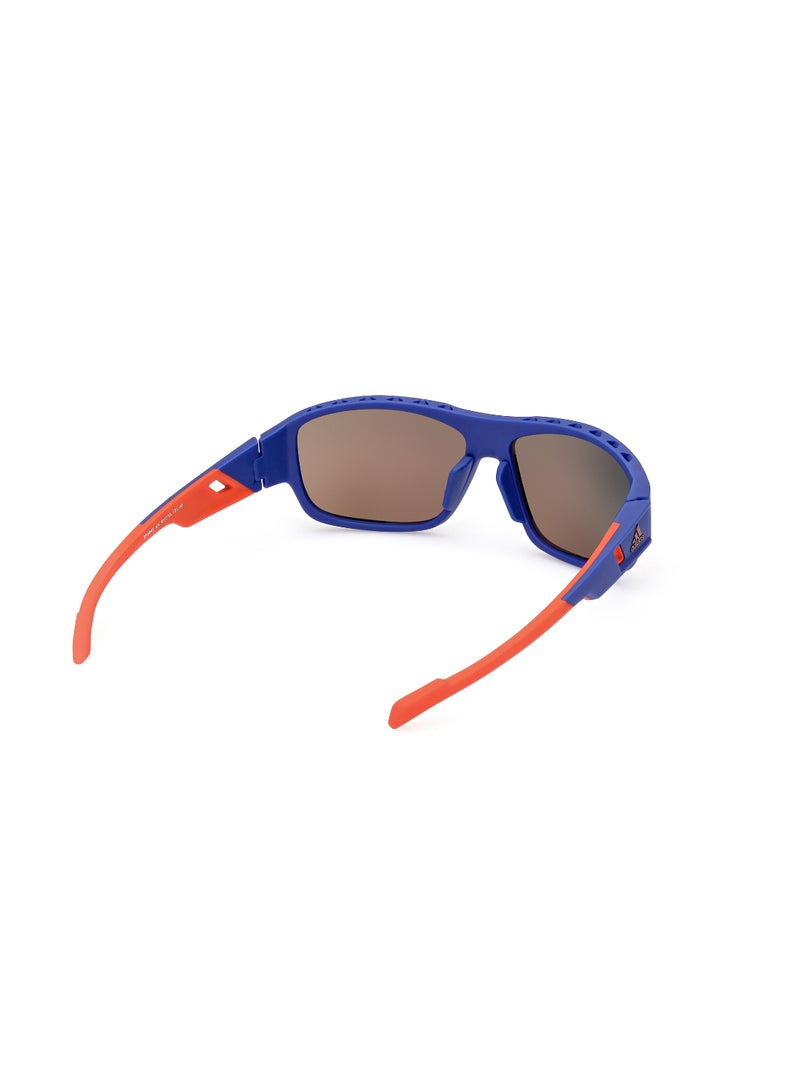 Men's Mirrored Navigator Shape Plastic Sunglasses SP004591L61 - Lens Size: 61 Mm - Matte Blue