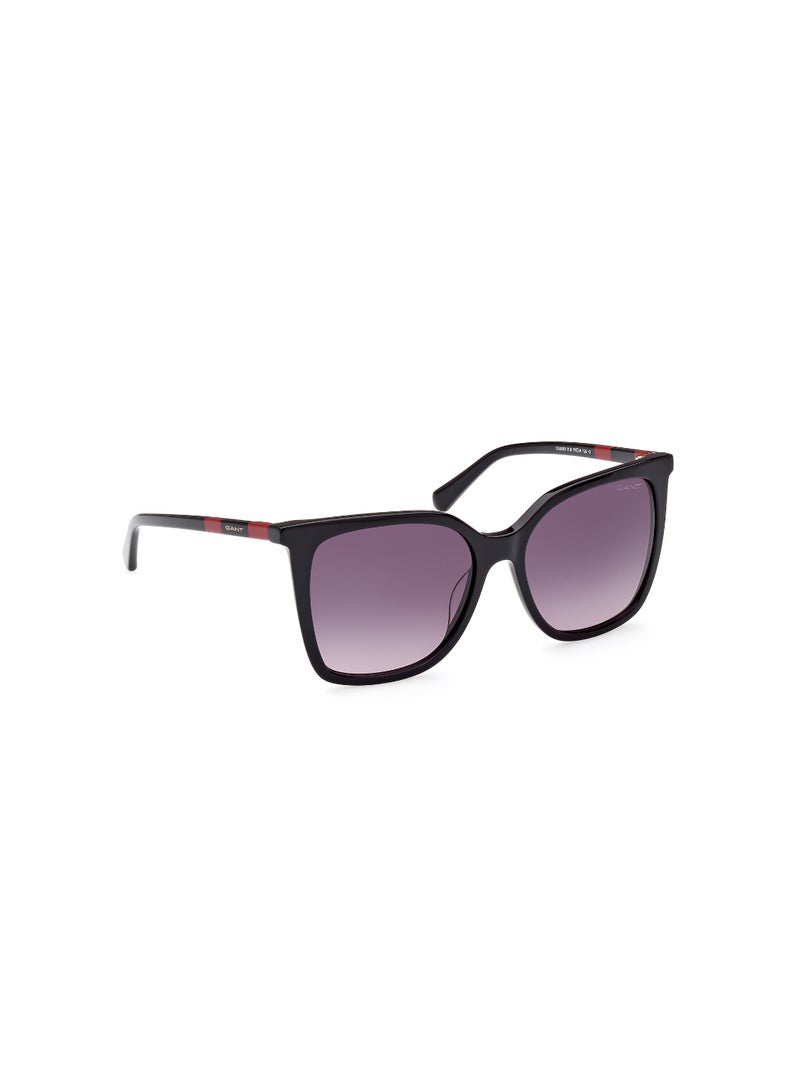 Women's UV Protection Butterfly Shape Acetate Sunglasses GA809301B55 - Lens Size: 55 Mm - Shiny Black