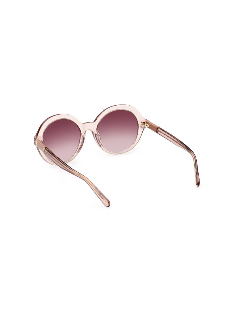 Women's UV Protection Round Shape Acetate Sunglasses GA809457F55 - Lens Size: 55 Mm - Shiny Beige