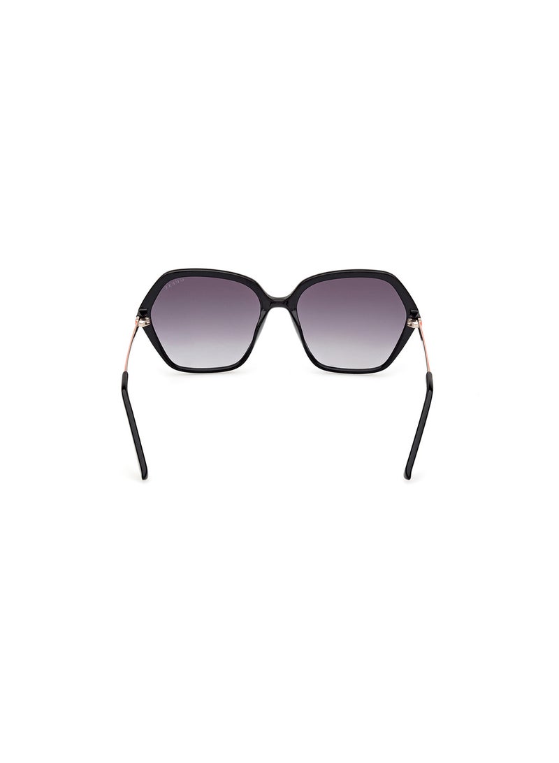 Women's UV Protection Asymmetrical Shape Sunglasses - GU0013401B55 - Lens Size: 55 Mm - Shiny Black