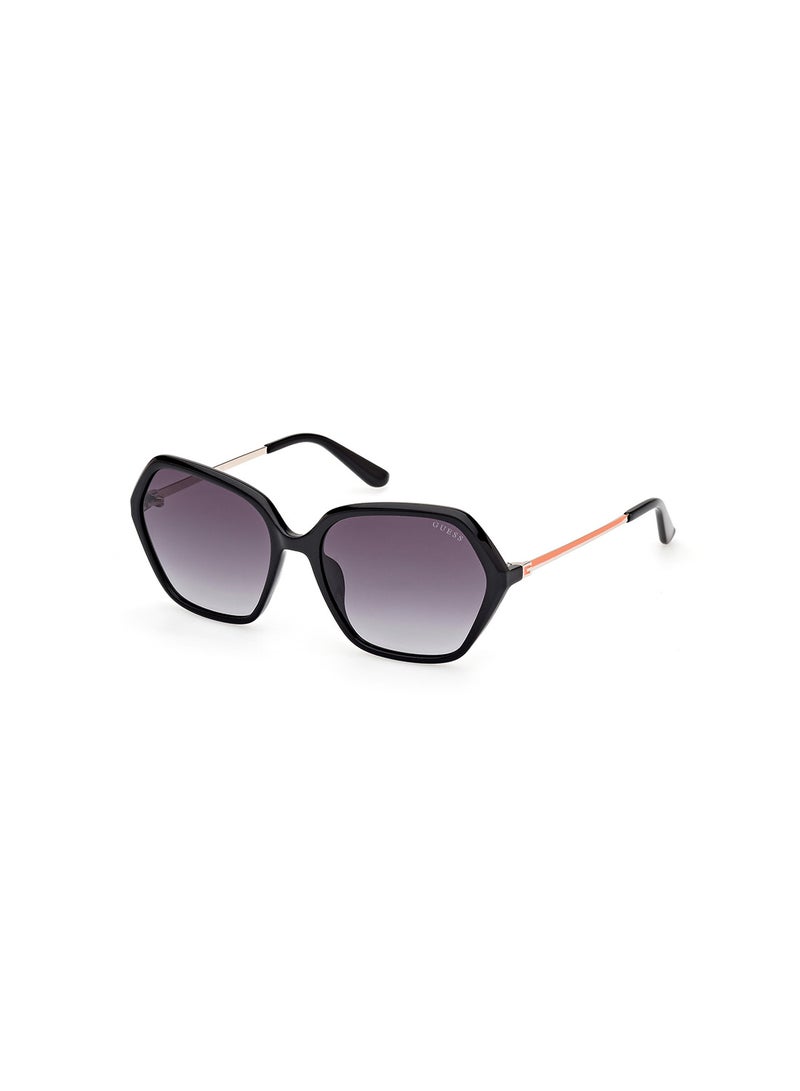 Women's UV Protection Asymmetrical Shape Sunglasses - GU0013401B55 - Lens Size: 55 Mm - Shiny Black