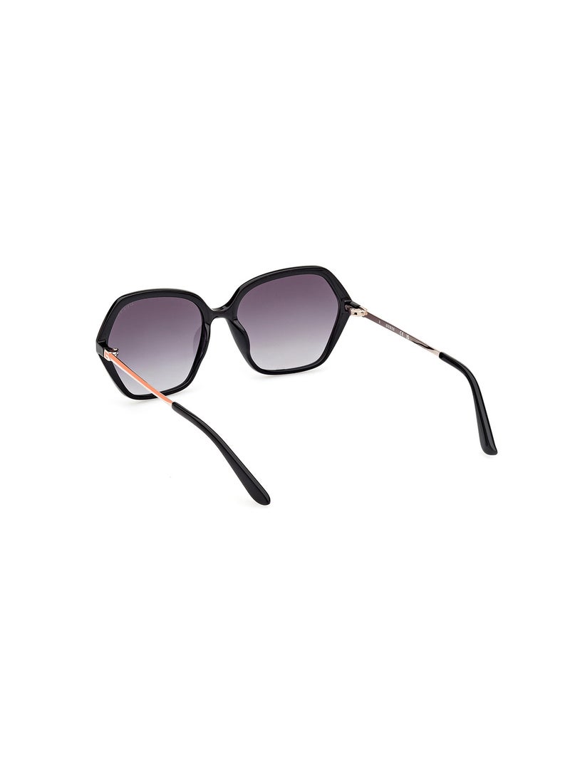 Women's UV Protection Asymmetrical Shape Sunglasses - GU0013401B55 - Lens Size: 55 Mm - Shiny Black