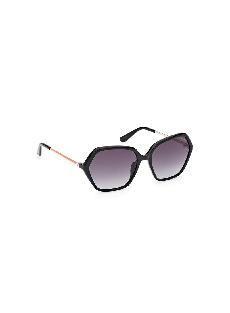 Women's UV Protection Asymmetrical Shape Sunglasses - GU0013401B55 - Lens Size: 55 Mm - Shiny Black