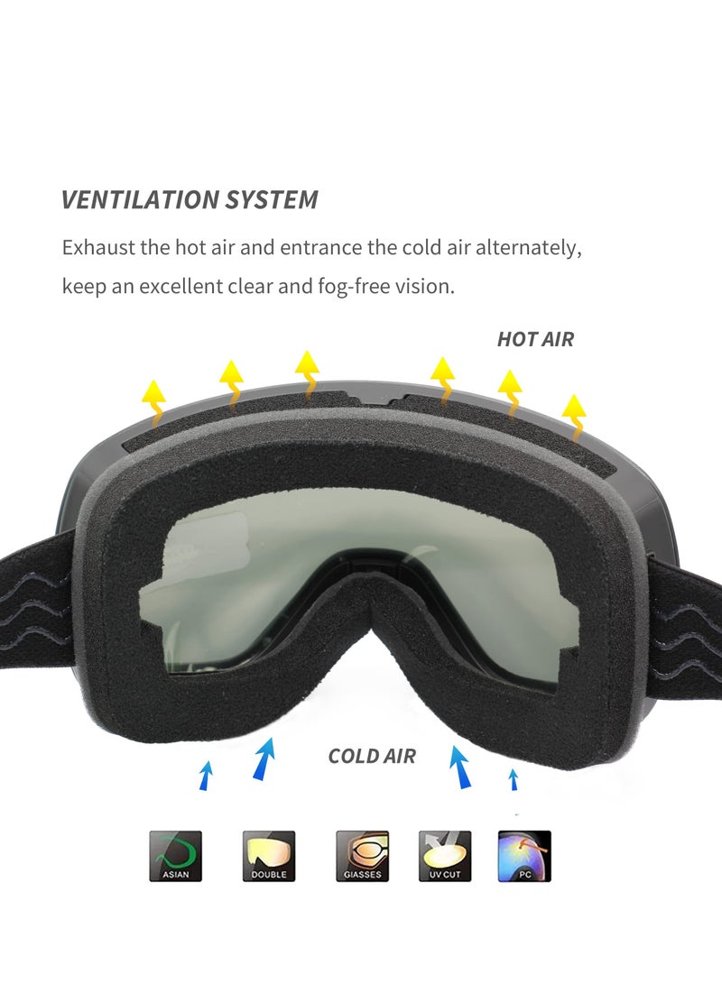 Premium Ski Goggles for Winter Sports, Frameless, Anti-Fog, Interchangeable Lenses, 100% UV Protection, Perfect for Snowboarding