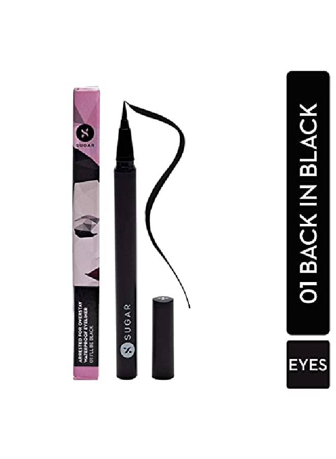 Arrested For Overstay Waterproof Eyeliner 01 I'Ll Be Black (Black Eyeliner) Quick Drying 100% Waterproof Eye Liner With Matte Finish