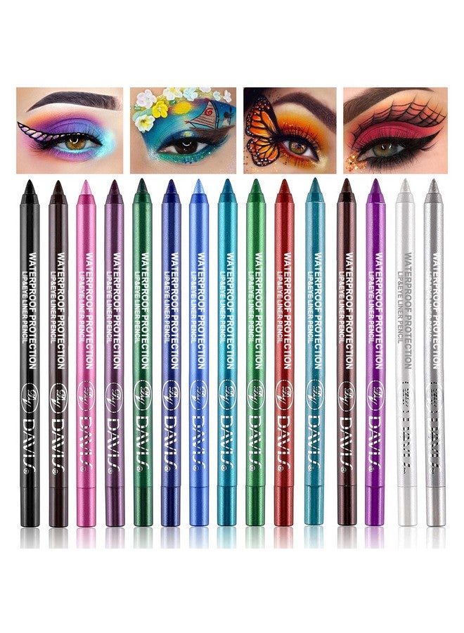 15 Colorful Eyeliner Pen Set Eye Shadow Pencil Pearl Eyeliner Kit Metallic Eyeliner Pencil Glitter Eyeliner For Women Eye&Lip Liner Professional Eye Makeup Set Colorful Eyeliner Eye Color