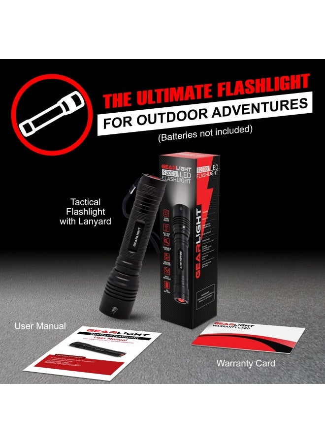 High-Powered Led Flashlight S2000 - Brightest High Lumen Light With 5 Modes Zoomable And Water Resistant I Powerful Camping And Emergency Flashlights