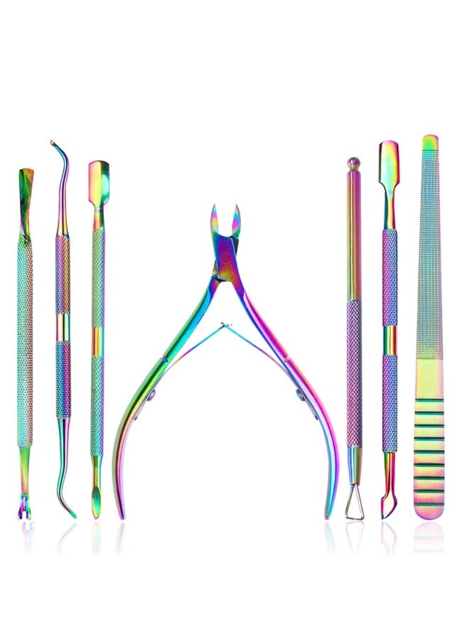 7Pieces Cuticle Nippers And Cutter Kit  Ingrown Toenail File  Triangle Nail Polish Remover Cuticle Pusher Trimmer Stainless Steel Manicure Tools Set For Fingernails And Toenails