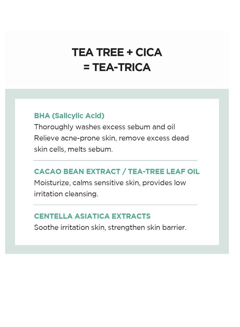 Madagascar Centella Tea-Trica BHA Foam 4.22 fl.oz, 125ml, Professional Cleansing Care and Relief to Acne-Prone Skin Green