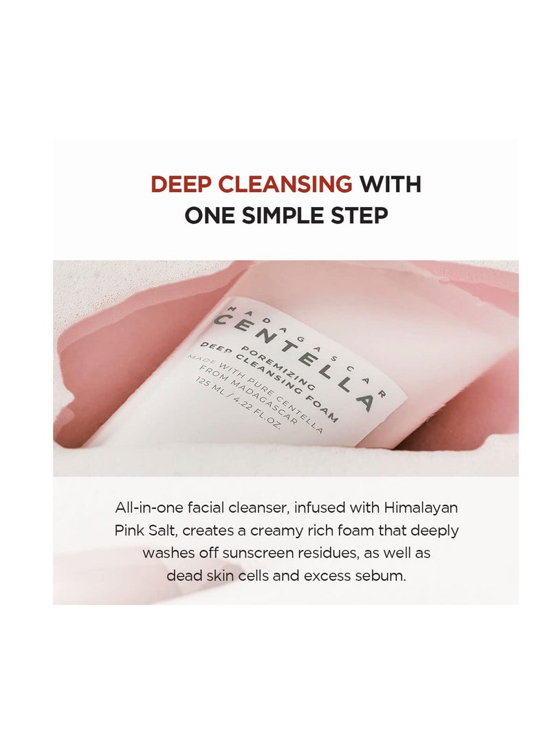 Madagascar Centella Poremizing Deep Cleansing Foam 4.22 fl.oz, 125ml, Remove Pore-Clogging Debris Pink