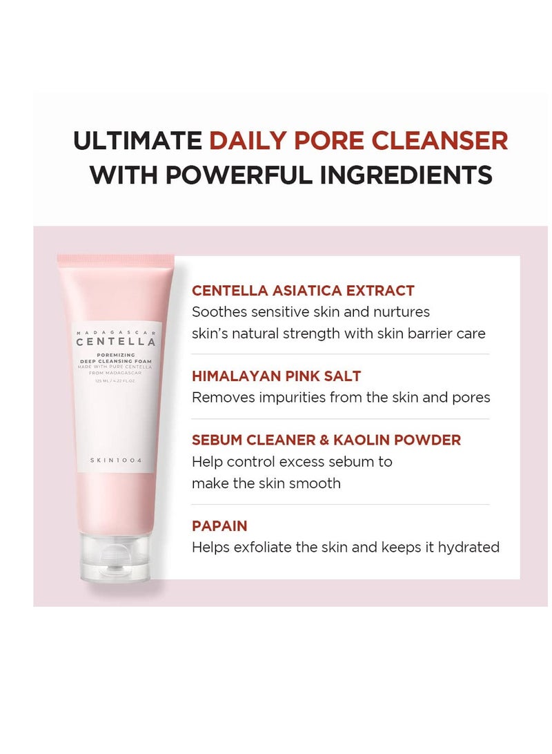 Madagascar Centella Poremizing Deep Cleansing Foam 4.22 fl.oz, 125ml, Remove Pore-Clogging Debris Pink