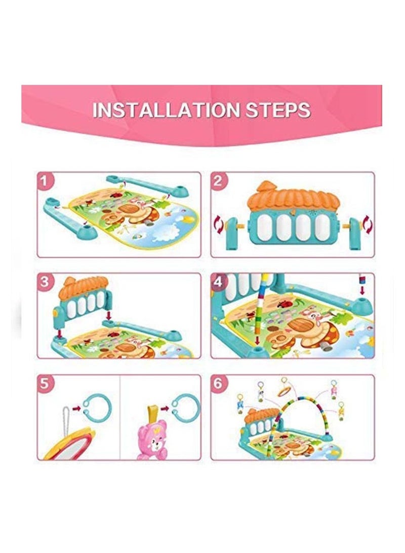 Baby Play Piano Gym Mat with Music and Light Toddlers Early Educational Toys Tummy Time Playmat Infant Activity Center for Newborn 0-12 Months