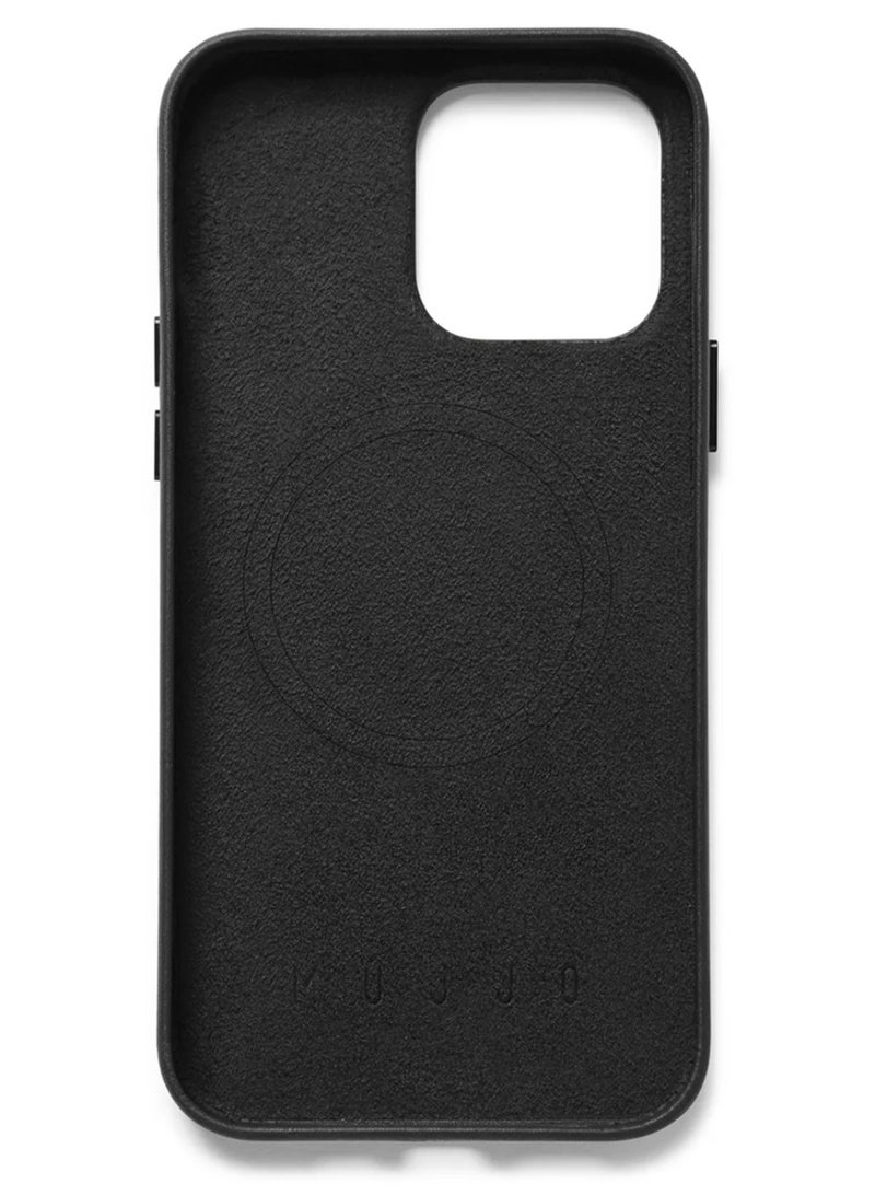 Mujjo Leather Phone Case - Fits iPhone 14 Pro Max - MagSafe Compatible - Premium European Leather - Enhanced Phone & Camera Lens Protection - Black