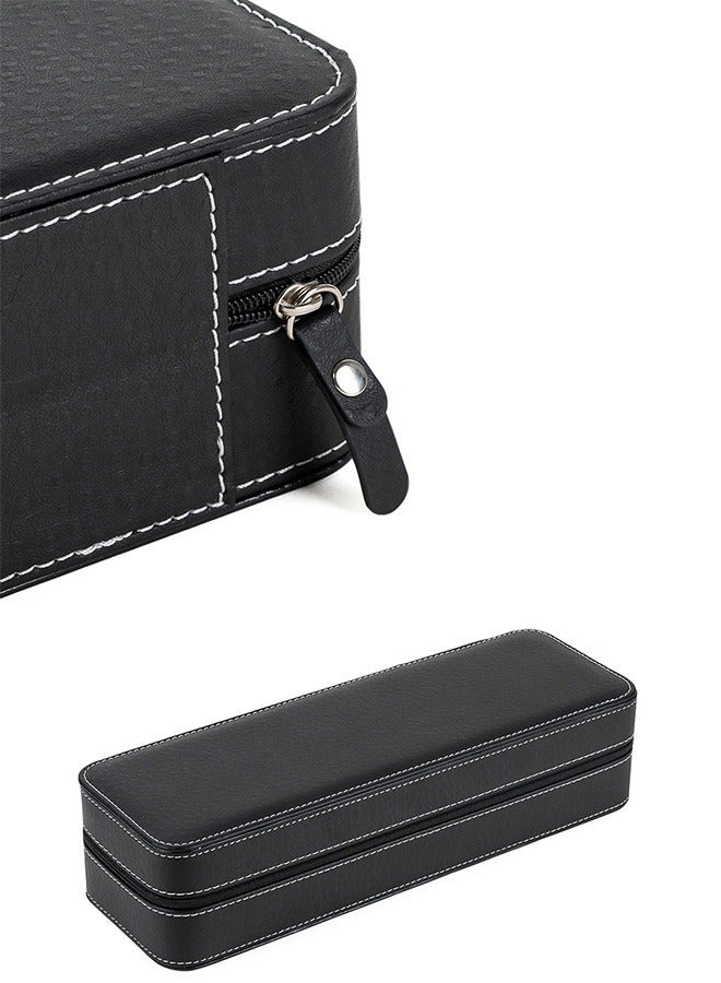 6 slot Portable Zipper Watch Box PU Leather Watch Box