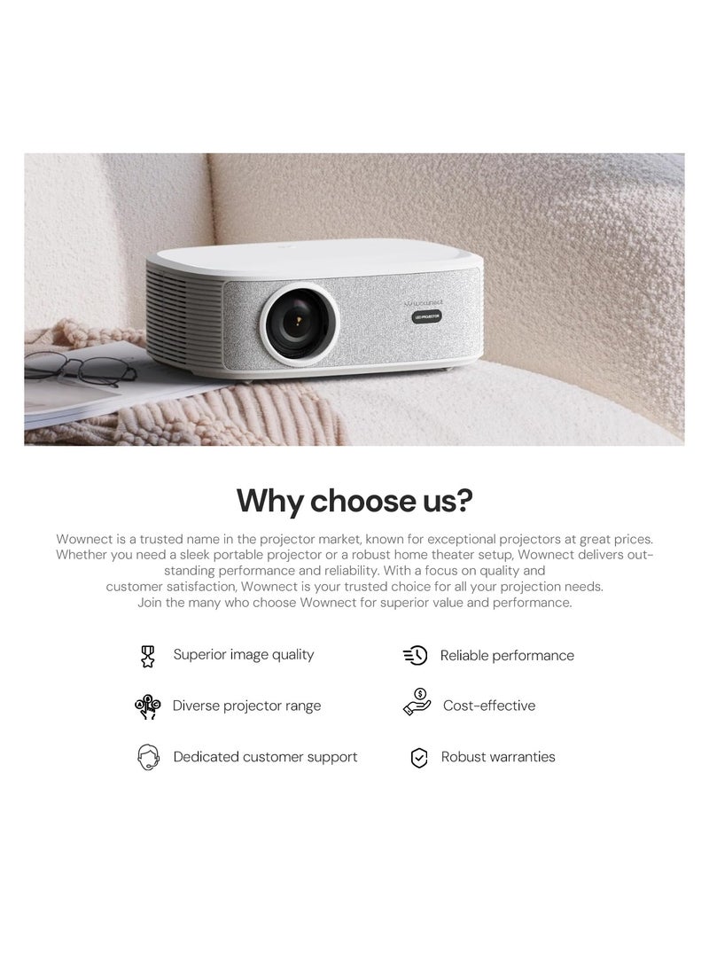 4K Smart Projector with WiFi &Bluetooth Native 1080P 700 ANSI 4K Supported Auto Focus/Keystone Linux Web OS System Home theater Video Projector YG691 linux White