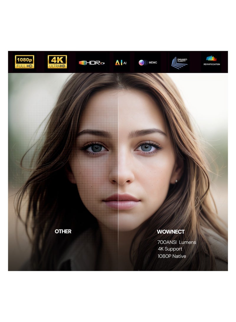 4K Smart Projector with WiFi &Bluetooth Native 1080P 700 ANSI 4K Supported Auto Focus/Keystone Linux Web OS System Home theater Video Projector YG691 linux White