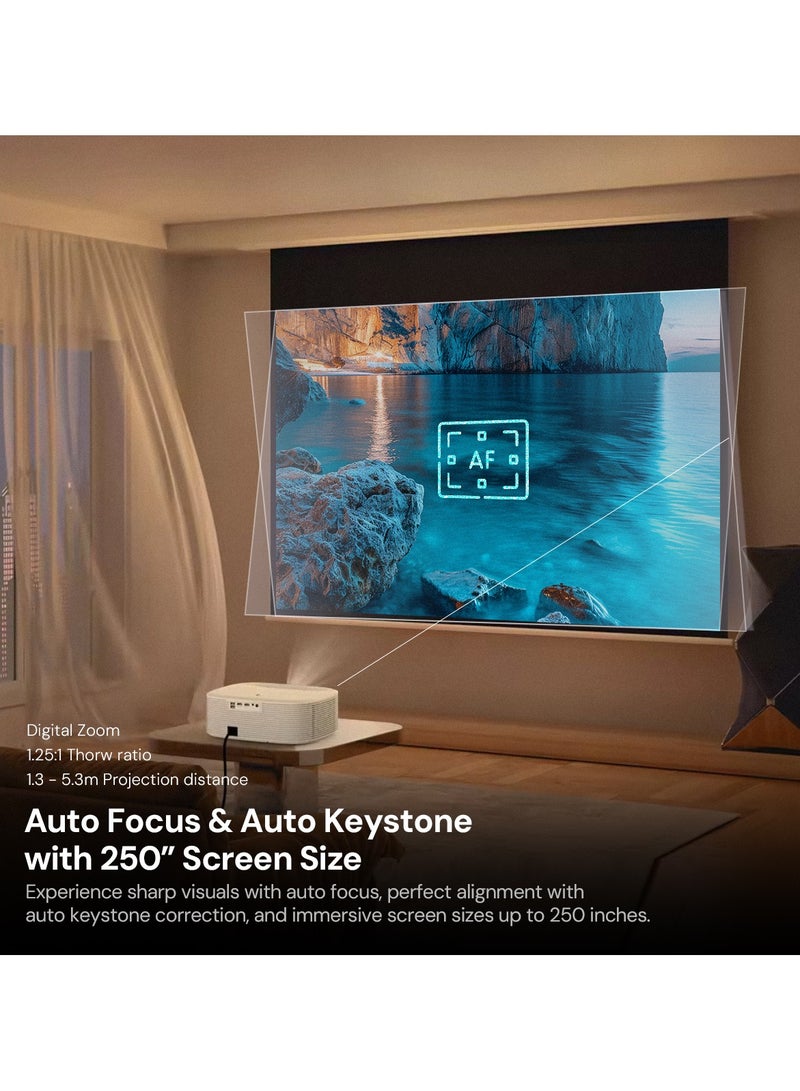 4K Smart Projector with WiFi &Bluetooth Native 1080P 700 ANSI 4K Supported Auto Focus/Keystone Linux Web OS System Home theater Video Projector YG691 linux White