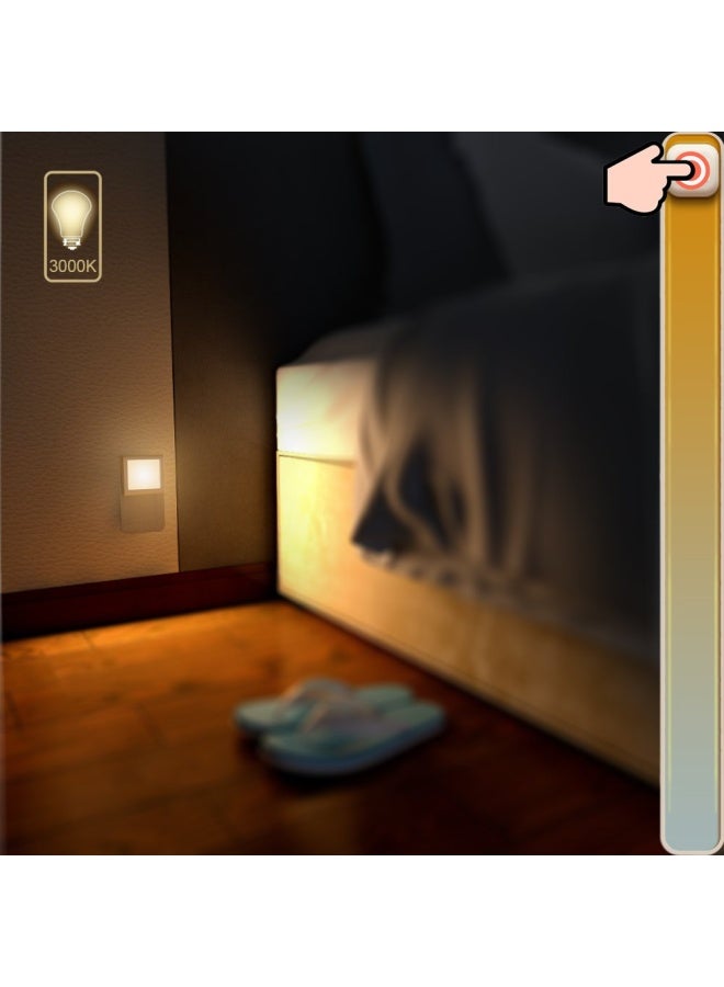 Plug in Dimmable Led Night Light with Auto Dusk to Dawn Sensor Soft Warm White Nightlights for Hallway Bedroom Kids Room Kitchen Stairway 4 Pack