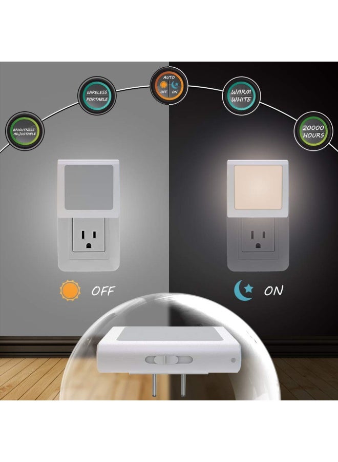 Plug in Dimmable Led Night Light with Auto Dusk to Dawn Sensor Soft Warm White Nightlights for Hallway Bedroom Kids Room Kitchen Stairway 4 Pack