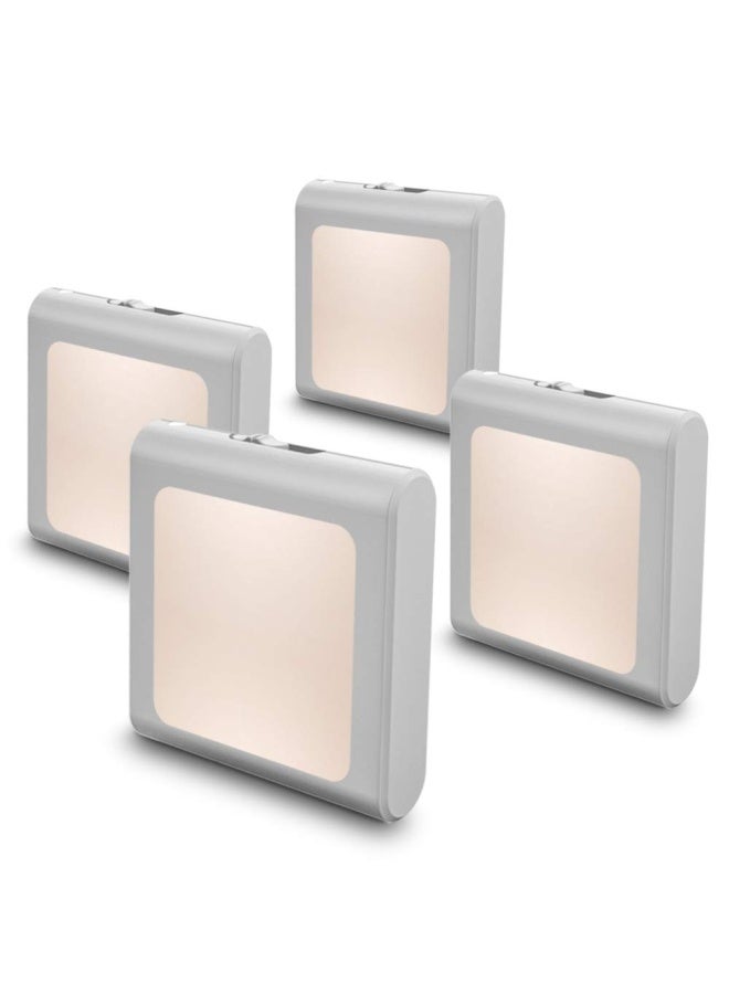 Plug in Dimmable Led Night Light with Auto Dusk to Dawn Sensor Soft Warm White Nightlights for Hallway Bedroom Kids Room Kitchen Stairway 4 Pack