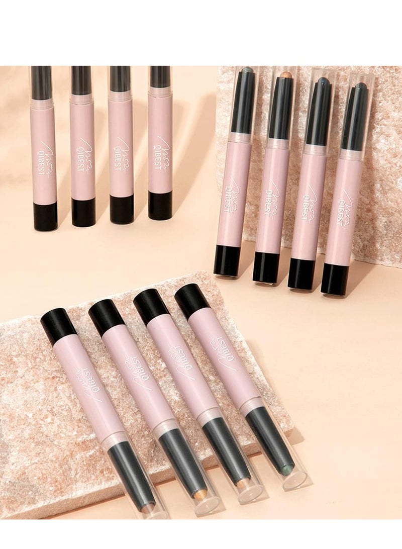 12-Color Waterproof Eyeshadow Stick Set - Matte, Glitter & Pearlescent Finish, Long-Lasting & Highly Pigmented Makeup Pencils for Women