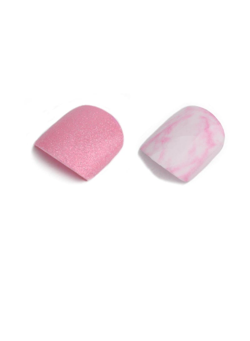 Princess by RENEE Stick on Nails Pink Marble  24 Reusable Artificial Nail Set   Lightweight  Long Lasting  Easy to Use   Quick Fix for Special Occasions