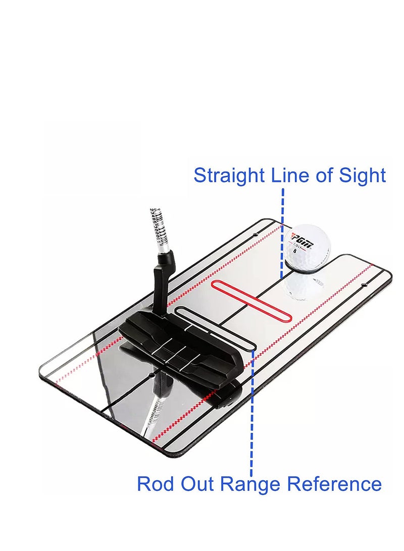 Portable Golf Putting Mirror with Alignment Lines, Professional Training Aid for Beginners, Includes Black Golf Towel