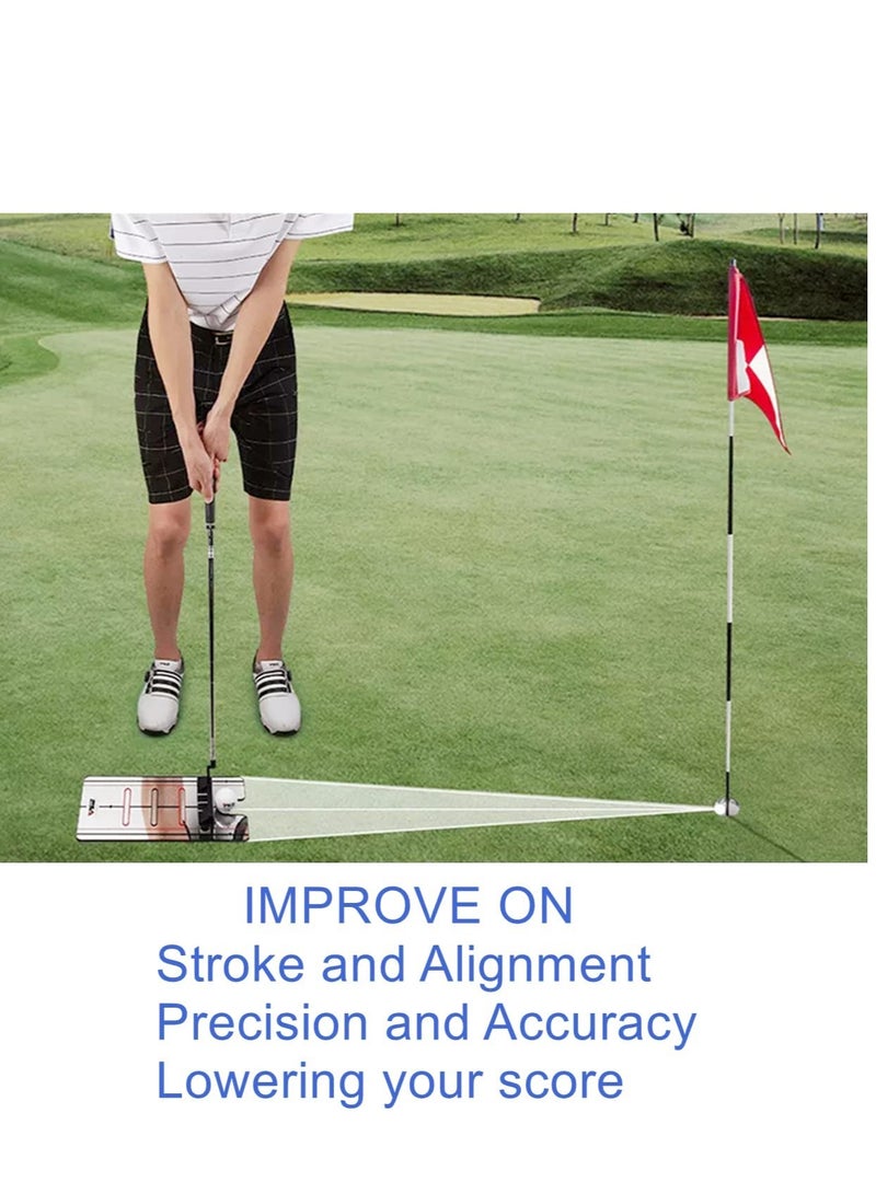 Portable Golf Putting Mirror with Alignment Lines, Professional Training Aid for Beginners, Includes Black Golf Towel