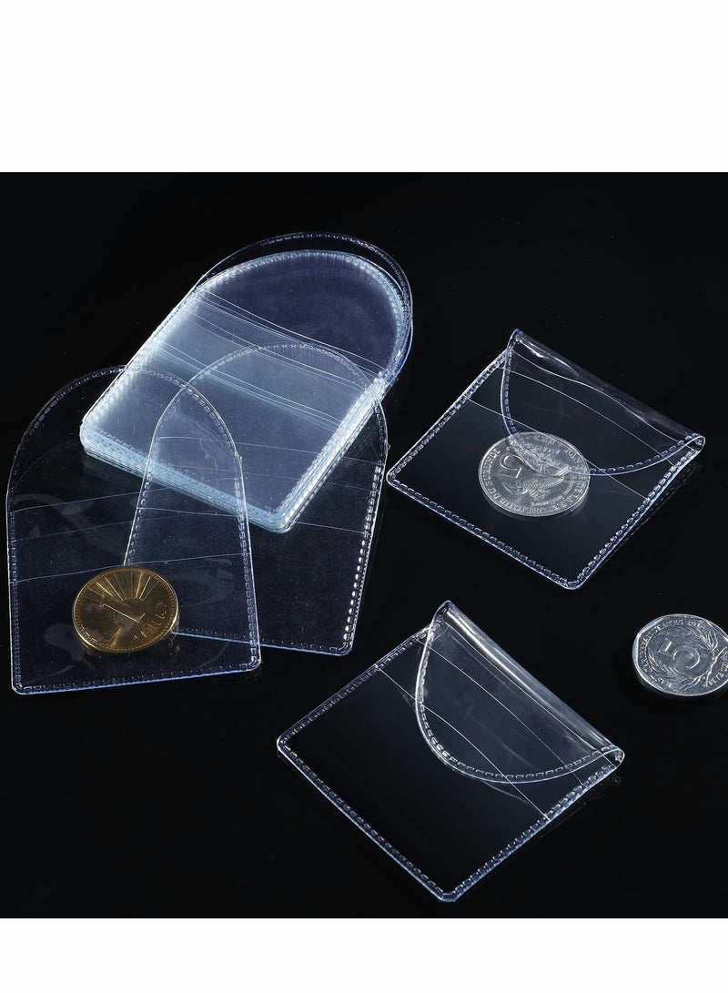 50 Pcs Clear Coin Sleeves - Individual Plastic Holders for Coins, Jewelry & Small Items Storage (2.2 Inches)