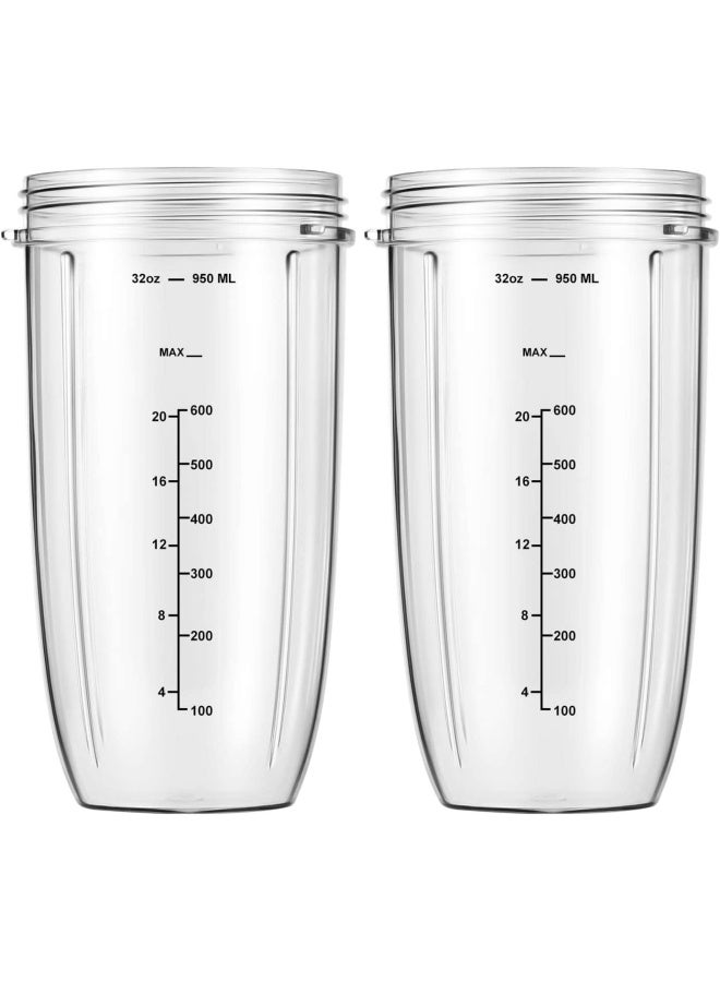 Replacement Parts 32 Oz Blender Cups 2 Packs Replacement Blender Cups Compatible With Nutribullet 600W And 900W Blender