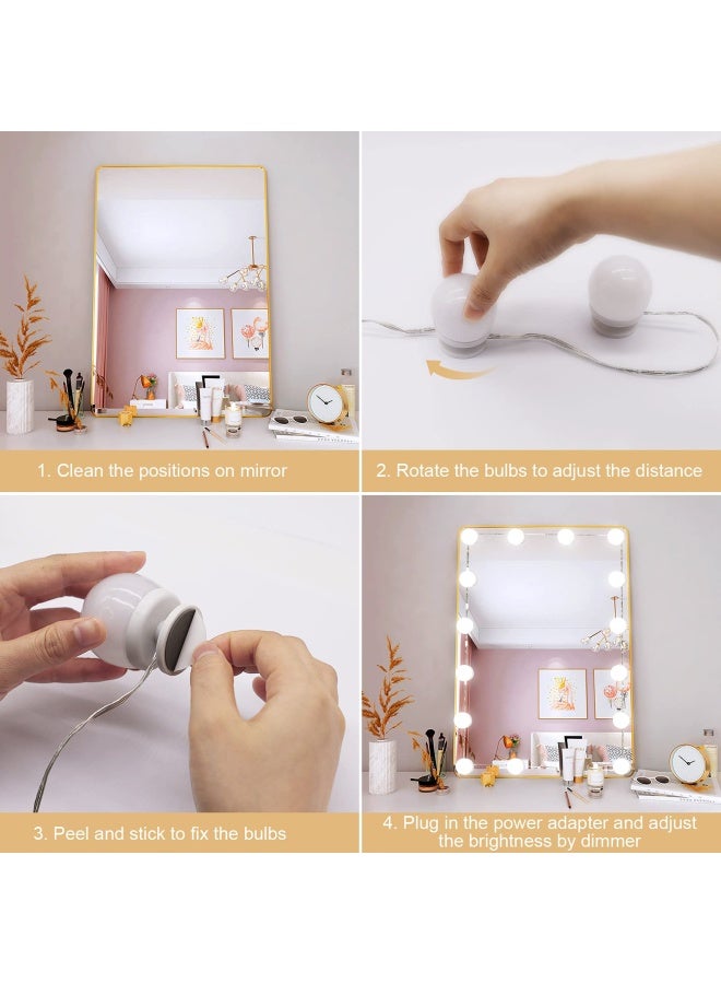 Vanity Lights For Mirror 16 Led Bulbs Hollywood Makeup Lights 3 Color Modes Dimmable Brightness Plug In Stick Up For Dressing Table Bathroom Body Wall Mirror Lights