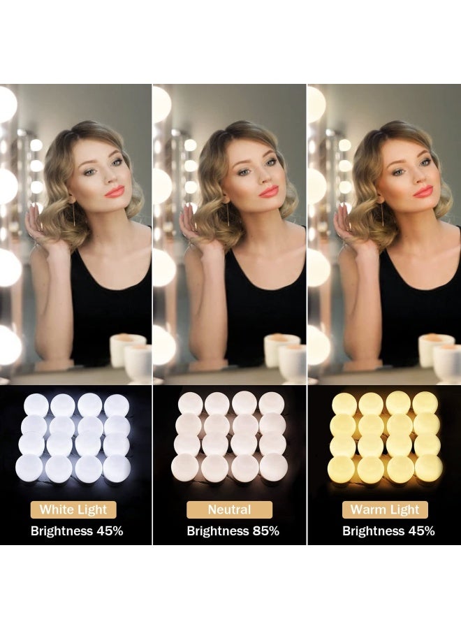 Vanity Lights For Mirror 16 Led Bulbs Hollywood Makeup Lights 3 Color Modes Dimmable Brightness Plug In Stick Up For Dressing Table Bathroom Body Wall Mirror Lights