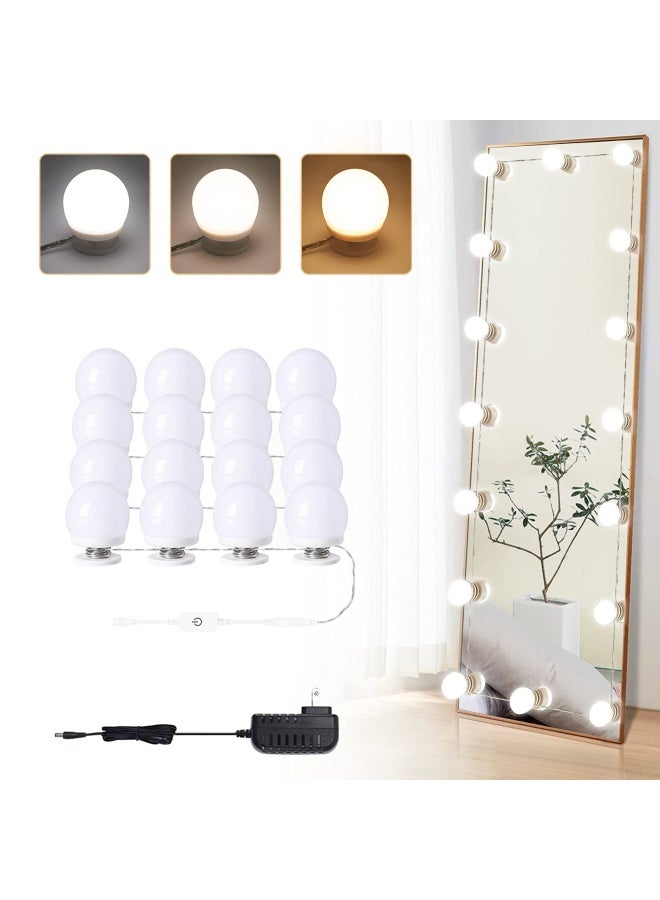 Vanity Lights For Mirror 16 Led Bulbs Hollywood Makeup Lights 3 Color Modes Dimmable Brightness Plug In Stick Up For Dressing Table Bathroom Body Wall Mirror Lights